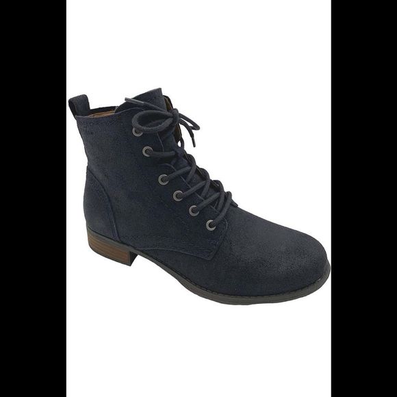 Earth Leather Lace-Up Ankle Boots Janel Dark Blue - Medium - Picture 1 of 3